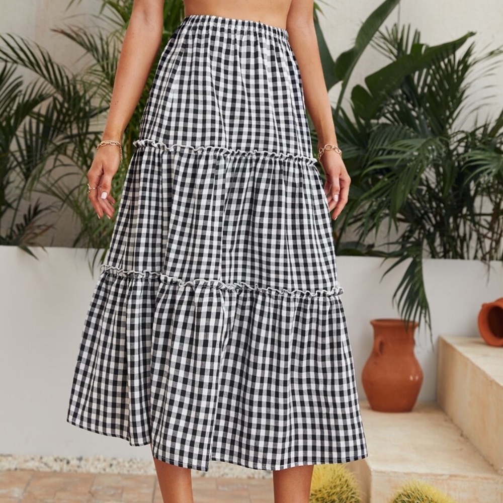 Black and White Gingham Maxi Skirt - Picture 4 of 6